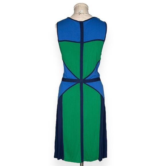 BCBGMAXAZRIA Colette Jersey Dress Mini Colorblock Cocktail Sleeveless Blue Green - Picture 7 of 11